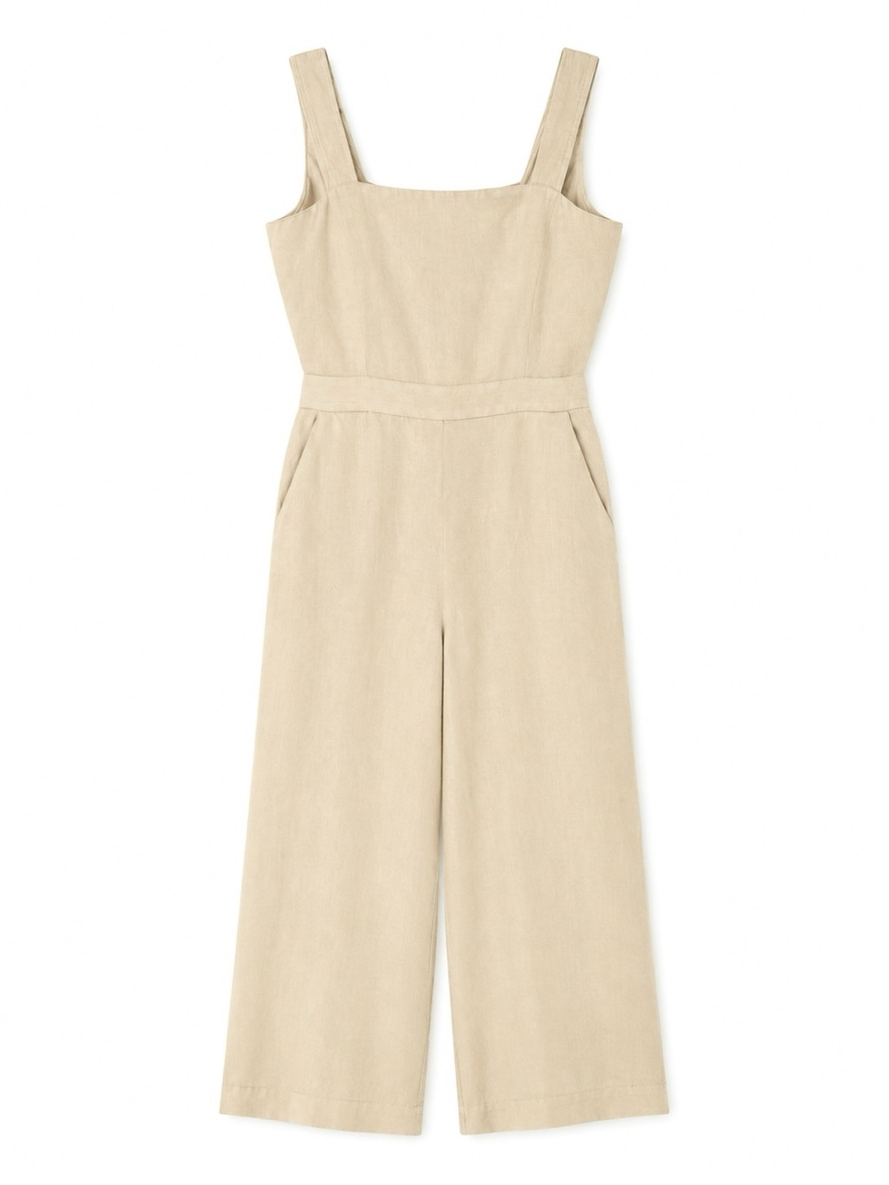 VETTA The Two Piece Apron Jumpsuit 100% Linen Beige Size 6